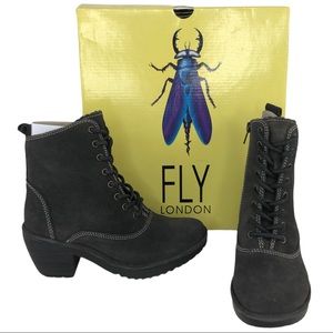 🆕 Fly London Wune Oiled Suede Lace-Up Granny Boots